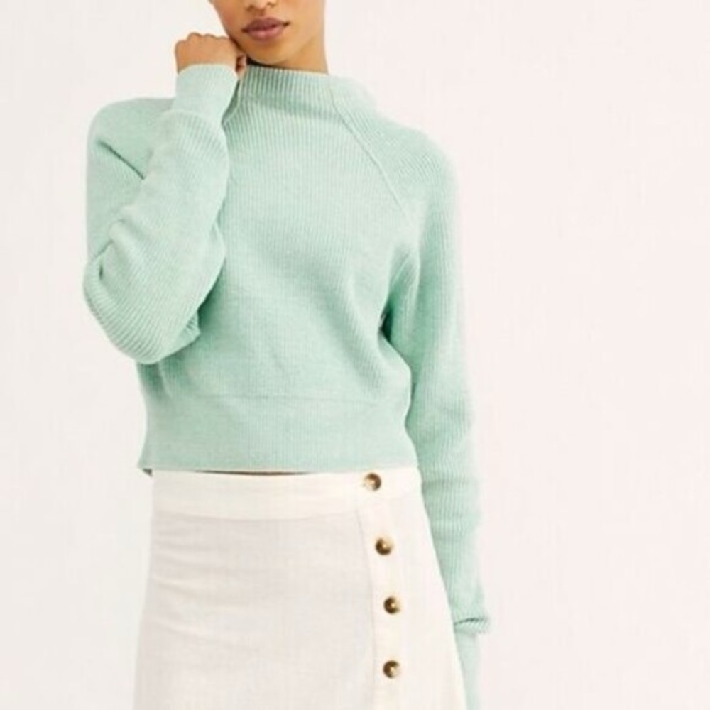Free People Good Pullover Mockneck Sweater in Opaline Green - Size S - Picture 5 of 15